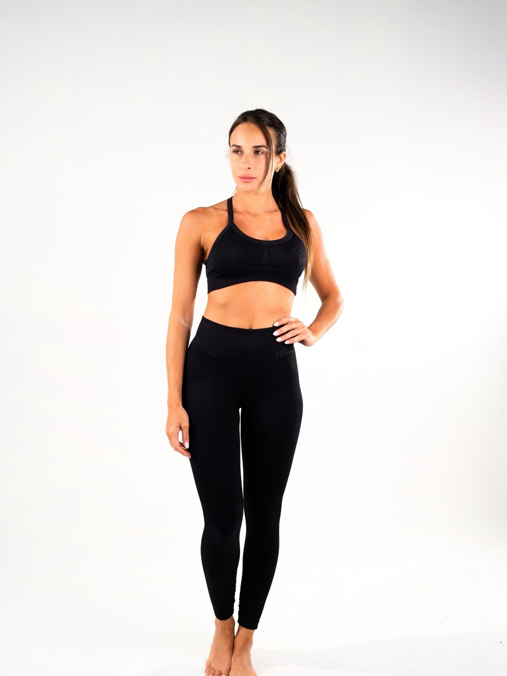 Black Athletic Sports Bra and High-Waist Leggings Set